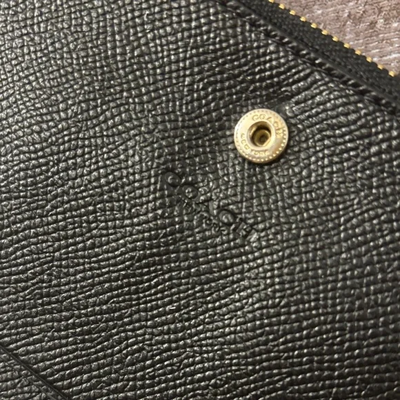 Coach Black Leather Pouch with Gold Accent and wrist strap - Picture 5 of 11